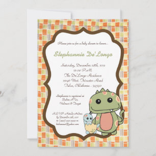 Dinos Play Dinosaurs T Rex Baby shower Invitation Kaart