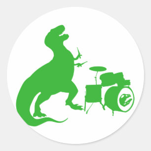 Dinosauer speeltrommels - Kies achtergrondkleur Ronde Sticker