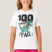 Dinosaur 100 dagen Y'all T-Rex Funny 100th Day of T-shirt (Voorkant)