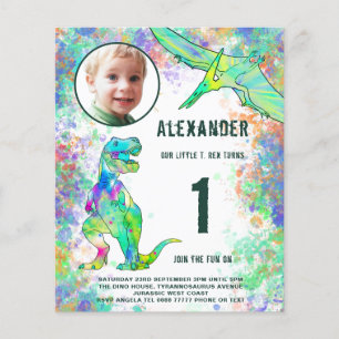 Dinosaur 1e Birthday Party Budget Flyer