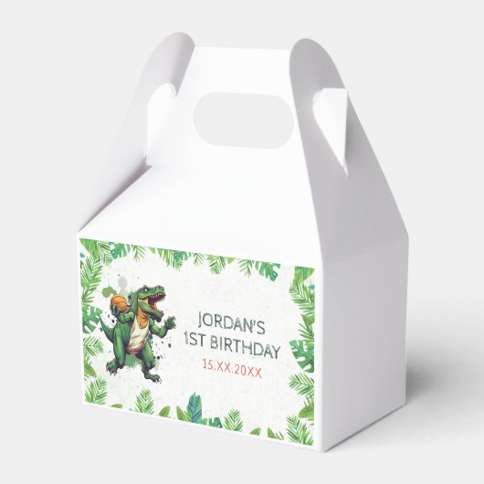 Dinosaur 1e verjaardag bedankdoosjes (Voorkant Zijde)