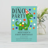 Dinosaur 1e verjaardag kaart (Staand voorkant)