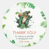 Dinosaur 1e verjaardag ronde sticker (Voorkant)