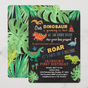 Dinosaur 1e verjaardag Uitnodigingen Roar Dino Par