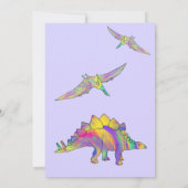 Dinosaur 1e Verjaardagsfeest Paarse Kaart (Achterkant)