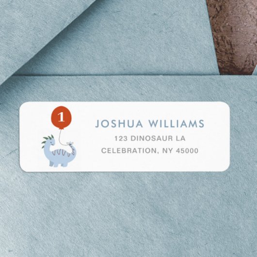 Dinosaur 1er Anniversaire de retour étiquette adre
