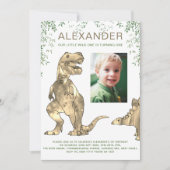 Dinosaur 1er anniversaire fête photo Invitation (Devant)