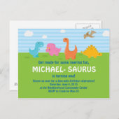 Dinosaur 1er anniversaire Invitation (Devant / Derrière)