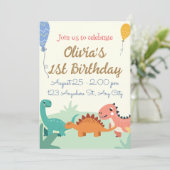 Dinosaur 1er anniversaire Invitations (Debout devant)