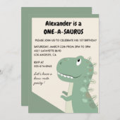 Dinosaur 1er anniversaire invitations 1 an vieux t (Devant / Derrière)