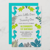 Dinosaur 1er anniversaire invitations jungle enfan (Devant / Derrière)