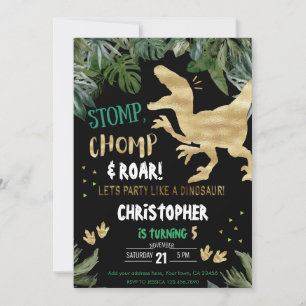 Dinosaur 1er anniversaire Invitations Roar Dino Pa