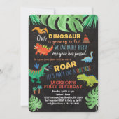 Dinosaur 1er anniversaire Invitations Roar Dino Pa (Devant)