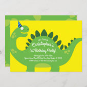 Dinosaur 1er anniversaire mignonne Invitations (Devant / Derrière)