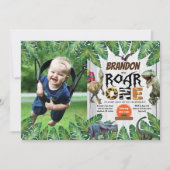 Dinosaur 1er anniversaire photo invitation jurassi (Devant)