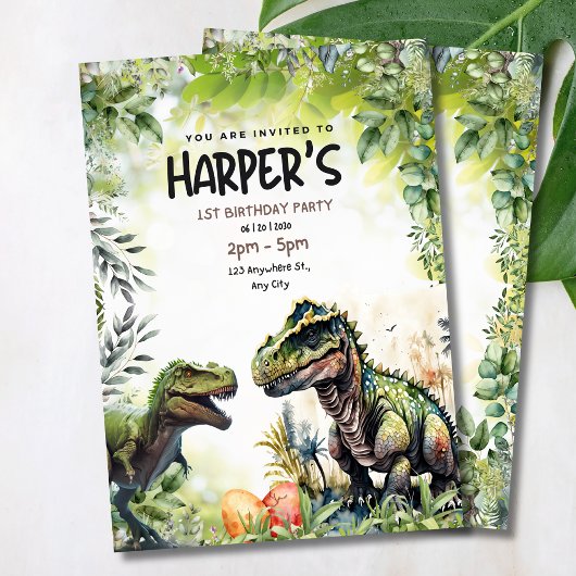 Dinosaur 1er invitation anniversaire, Dinosaure sa