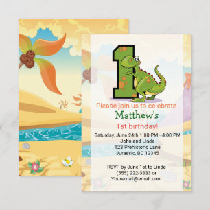 Dinosaur 1st Birthday Custom Kaart