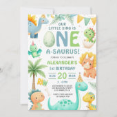 Dinosaur 1st Birthday Cute Dino Party Invitation (Devant)