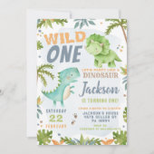 Dinosaur 1st Birthday Invitation Dino Theme Party (Devant)