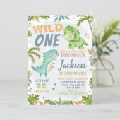 Dinosaur 1st Birthday Invitation Dino Theme Party (Debout devant)