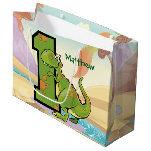 Dinosaur 1st Birthday Party Custom Large Cadeauzakje