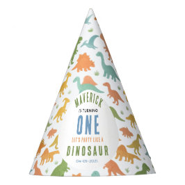 Dinosaur 1st Birthday Party | Cute Prehistoric  Feesthoedjes
