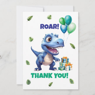 Dinosaur 1st Birthday Thank You Card Boy - Custom Bedankkaart