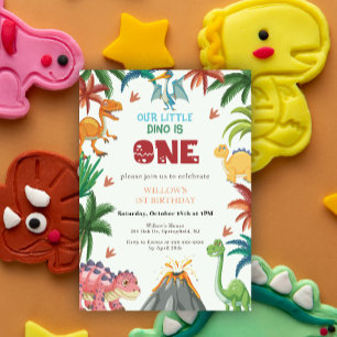 Dinosaur 1st Birthday Uitnodiging