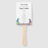 Dinosaur 2 Grooms Gay Wedding Day Program Handwaaier (Voorkant)