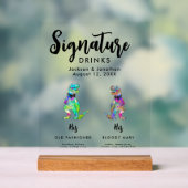 Dinosaur 2 Grooms Gay Wedding Signature Drinks (Neutre)