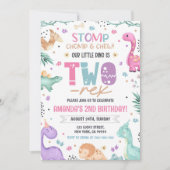 Dinosaur 2e anniversaire Invitation fille Dinosaur (Devant)