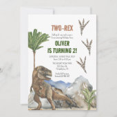 Dinosaur 2e invitation de fête d'anniversaire (Devant)
