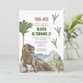 Dinosaur 2e invitation de fête d'anniversaire (Debout devant)