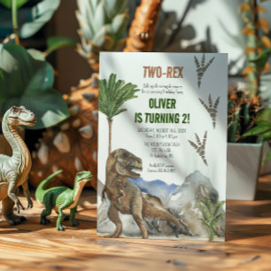Dinosaur 2e invitation de fête d'anniversaire