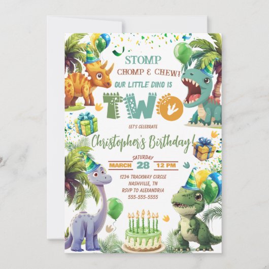Dinosaur 2e uitnodiging van de Birthday Party (Voorkant)