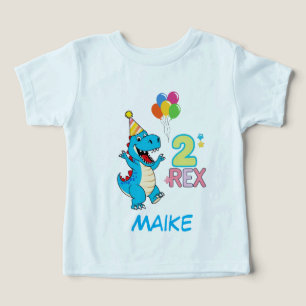 Dinosaur 2e Verjaardag Feest T-shirt Schattigee