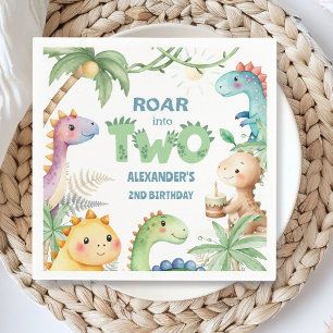 Dinosaur 2e verjaardag jongen Jurassic Dino papier Servet