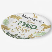 Dinosaur 2e verjaardag papieren bordje (Gekanteld)