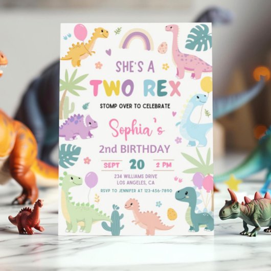 Dinosaur 2e Verjaardag Uitnodiging, EDITABLE Two R Kaart