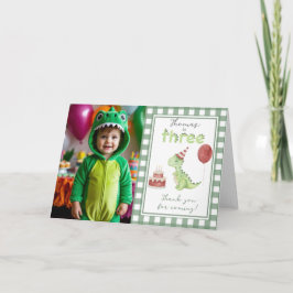 Dinosaur 3 Third Birthday thank You Bedankkaart