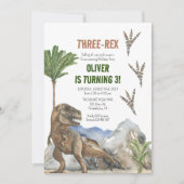 Dinosaur 3e invitation de fête d'anniversaire (Devant)