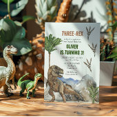 Dinosaur 3e invitation de fête d'anniversaire