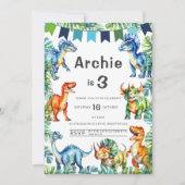 Dinosaur 3ème anniversaire Invitation (Devant)
