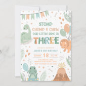 Dinosaur 3rd Birthday Invitation Download. Cute Ba (Devant)