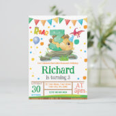 Dinosaur 3rd Birthday Invitation Kaart (Staand voorkant)