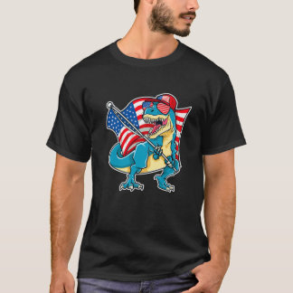 Dinosaur 4 juli Jongens T Rex Amerikaanse Vlag T-shirt