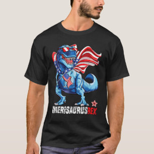 Dinosaur 4 juli sunglass usa vlaggen Amerisauru T-shirt