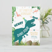 Dinosaur 4e anniversaire Invitation Dino Quatre TR (Debout devant)