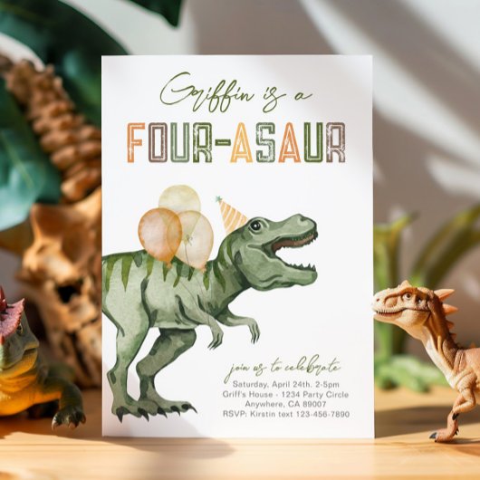 Dinosaur 4e Invitation anniversaire