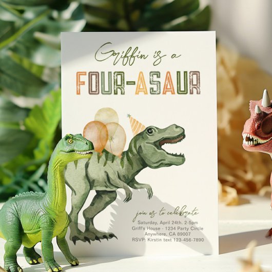 Dinosaur 4e Invitation anniversaire
